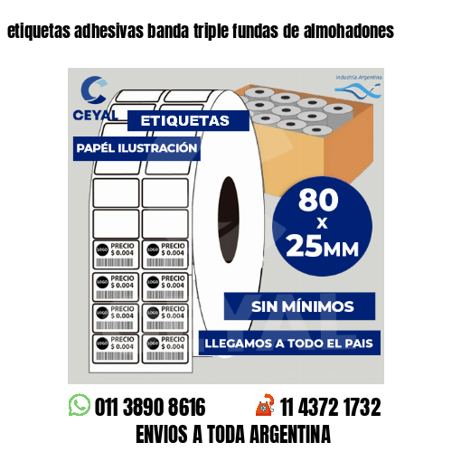 etiquetas adhesivas banda triple fundas de almohadones