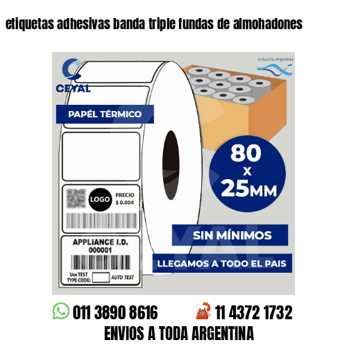 etiquetas adhesivas banda triple fundas de almohadones