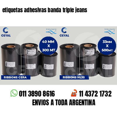 etiquetas adhesivas banda triple jeans