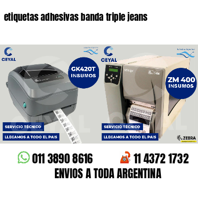 etiquetas adhesivas banda triple jeans