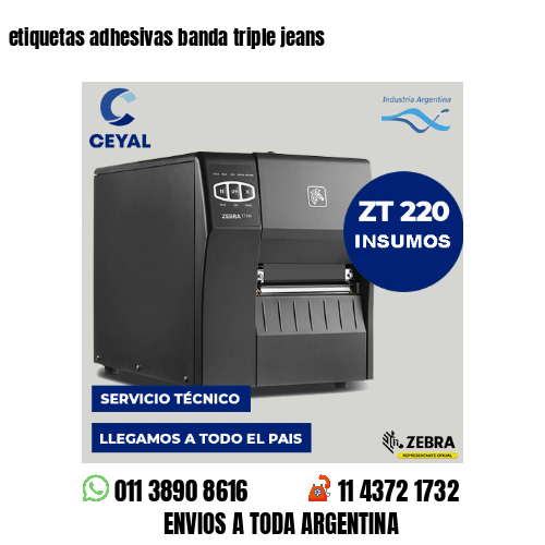 etiquetas adhesivas banda triple jeans