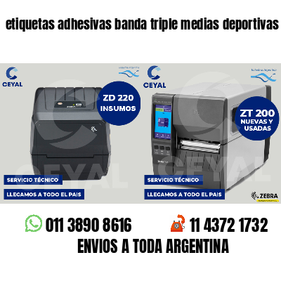 etiquetas adhesivas banda triple medias deportivas