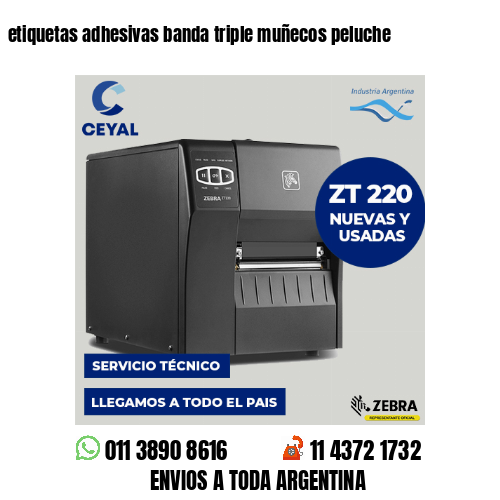 etiquetas adhesivas banda triple muñecos peluche
