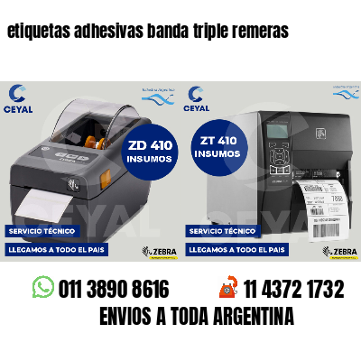 etiquetas adhesivas banda triple remeras