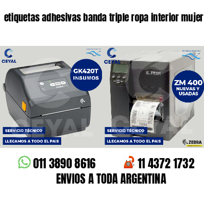 etiquetas adhesivas banda triple ropa interior mujer