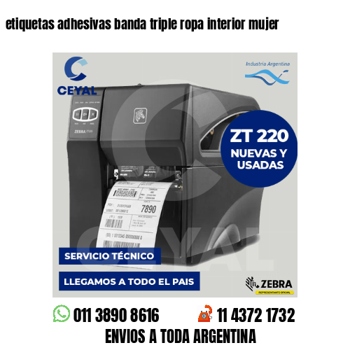 etiquetas adhesivas banda triple ropa interior mujer
