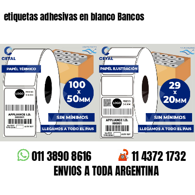 etiquetas adhesivas en blanco Bancos