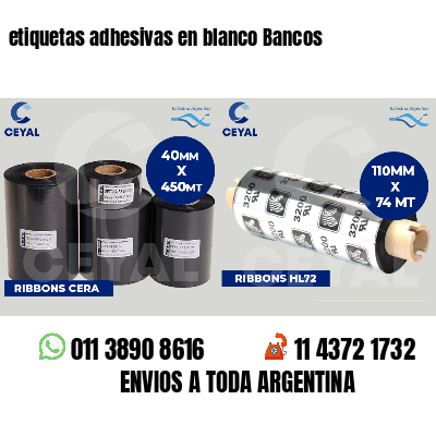 etiquetas adhesivas en blanco Bancos