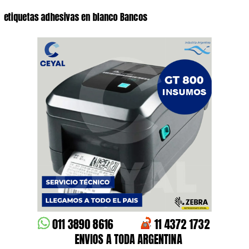 etiquetas adhesivas en blanco Bancos
