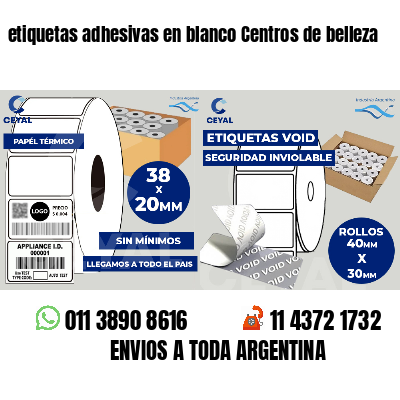 etiquetas adhesivas en blanco Centros de belleza