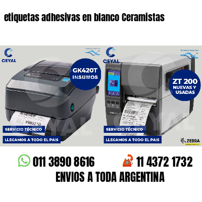 etiquetas adhesivas en blanco Ceramistas