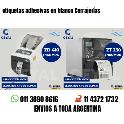 etiquetas adhesivas en blanco Cerrajerías
