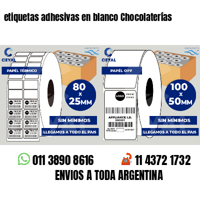 etiquetas adhesivas en blanco Chocolaterías