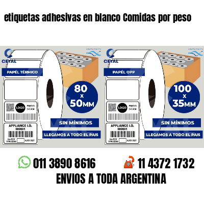etiquetas adhesivas en blanco Comidas por peso