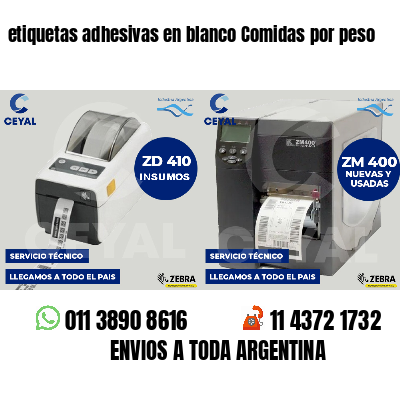 etiquetas adhesivas en blanco Comidas por peso