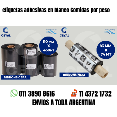 etiquetas adhesivas en blanco Comidas por peso