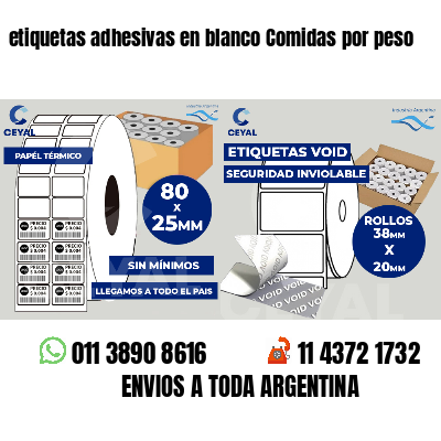 etiquetas adhesivas en blanco Comidas por peso