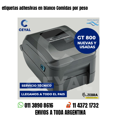 etiquetas adhesivas en blanco Comidas por peso