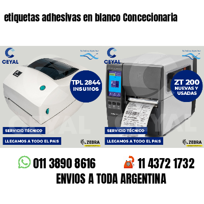 etiquetas adhesivas en blanco Concecionaria
