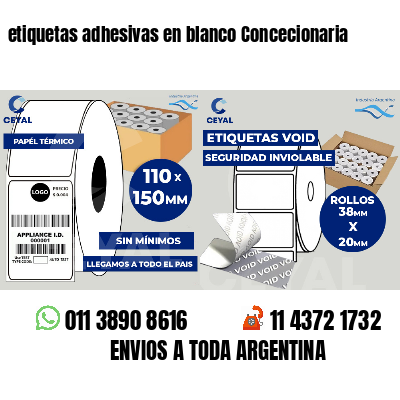 etiquetas adhesivas en blanco Concecionaria