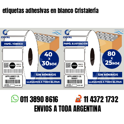 etiquetas adhesivas en blanco Cristalería