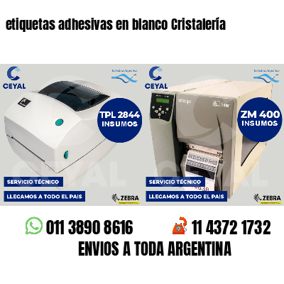 etiquetas adhesivas en blanco Cristalería