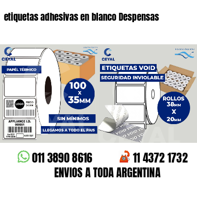 etiquetas adhesivas en blanco Despensas
