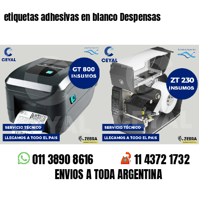 etiquetas adhesivas en blanco Despensas