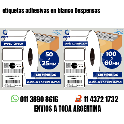 etiquetas adhesivas en blanco Despensas