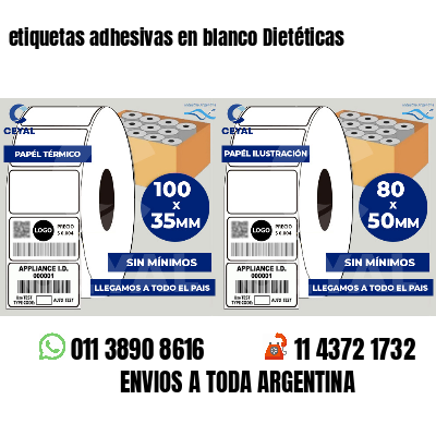 etiquetas adhesivas en blanco Dietéticas
