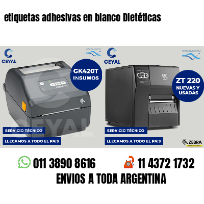 etiquetas adhesivas en blanco Dietéticas