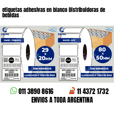 etiquetas adhesivas en blanco Distribuidoras de bebidas