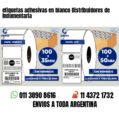 etiquetas adhesivas en blanco Distribuidores de indumentaria