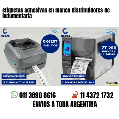 etiquetas adhesivas en blanco Distribuidores de indumentaria
