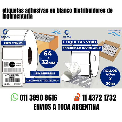 etiquetas adhesivas en blanco Distribuidores de indumentaria