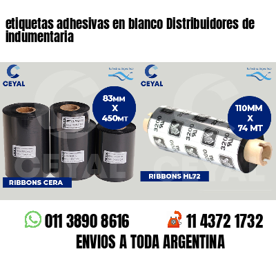 etiquetas adhesivas en blanco Distribuidores de indumentaria