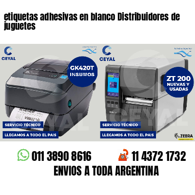 etiquetas adhesivas en blanco Distribuidores de juguetes