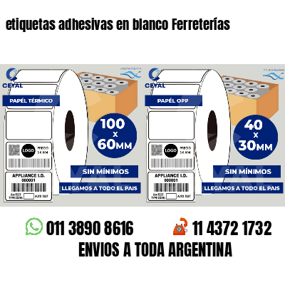 etiquetas adhesivas en blanco Ferreterías
