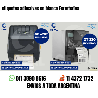 etiquetas adhesivas en blanco Ferreterías