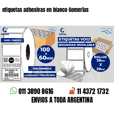 etiquetas adhesivas en blanco Gomerías