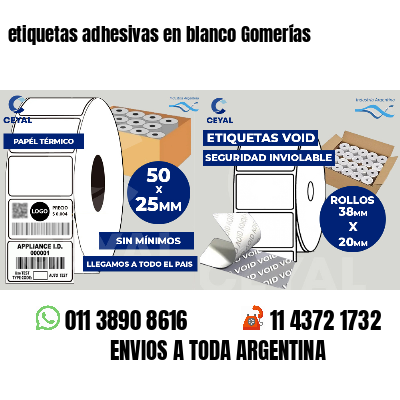 etiquetas adhesivas en blanco Gomerías
