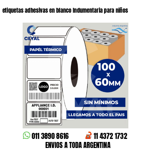 etiquetas adhesivas en blanco Indumentaria para niños