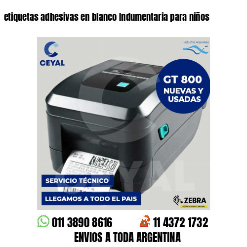 etiquetas adhesivas en blanco Indumentaria para niños