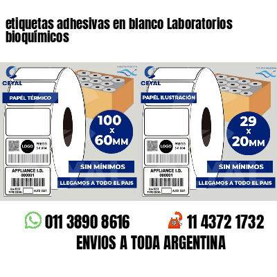 etiquetas adhesivas en blanco Laboratorios bioquímicos