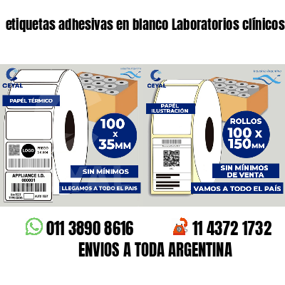 etiquetas adhesivas en blanco Laboratorios clínicos