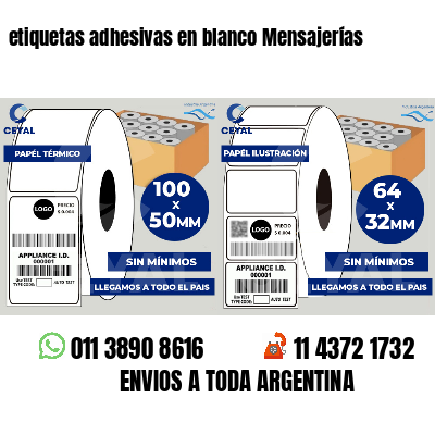 etiquetas adhesivas en blanco Mensajerías