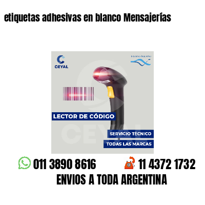 etiquetas adhesivas en blanco Mensajerías