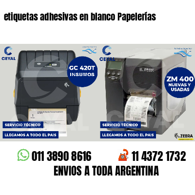 etiquetas adhesivas en blanco Papelerías