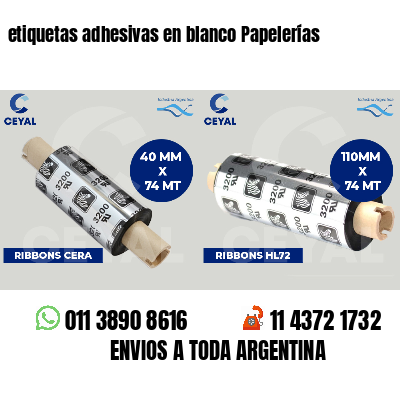 etiquetas adhesivas en blanco Papelerías