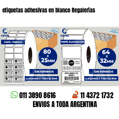 etiquetas adhesivas en blanco Regalerías